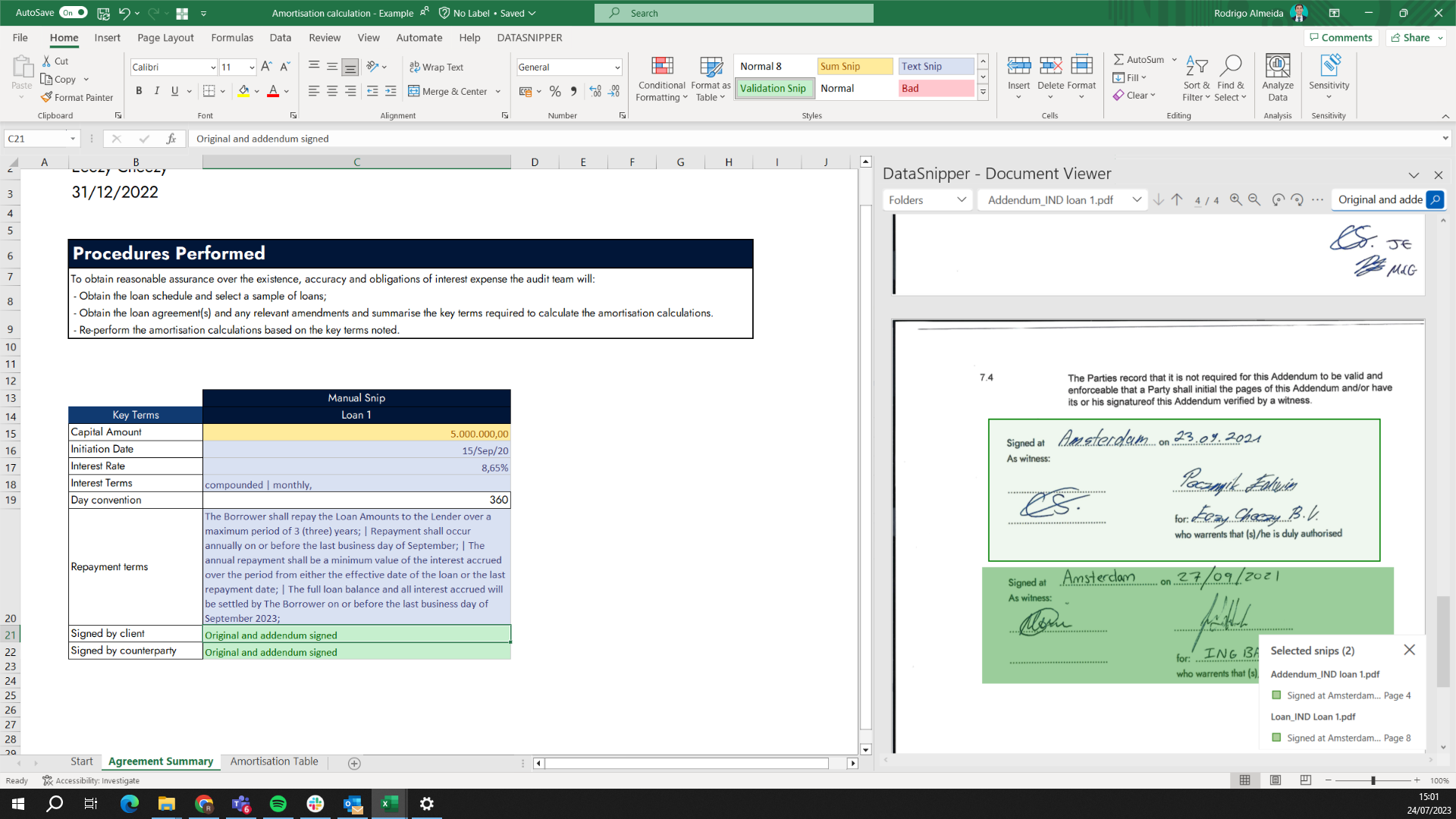 How To Perform Amortization Calculation Using DataSnipper